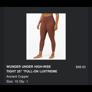 Lululemon Wunder leggings 25”
